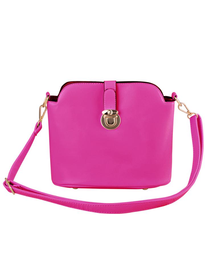 Romwe Rose Red Push Lock Zipper Pu Bag