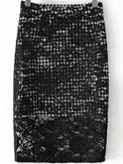 Romwe Lace Overlay Black Skirt