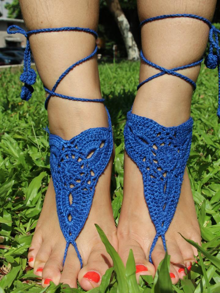 Romwe Crochet Foot Ring - Blue