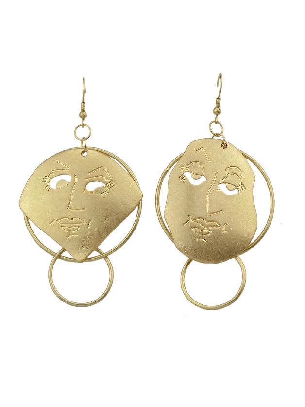 Romwe Face Simple Drop Earrings