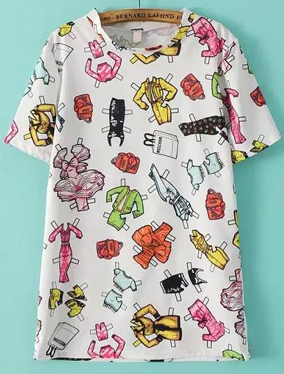 Romwe Graffiti Print Loose T-shirt