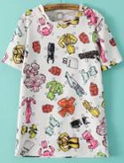 Romwe Graffiti Print Loose T-shirt