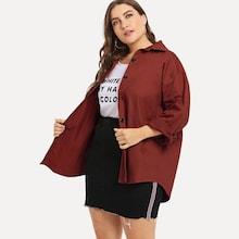 Romwe Plus Solid Single-breasted Coat