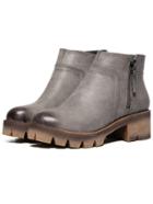 Romwe Grey Round Toe Thick-soled Ankle Boots