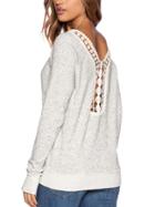 Romwe Lace Crochet Hollow Loose Sweatshirt