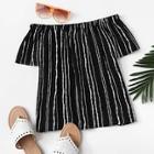 Romwe Off The Shoulder Striped Top