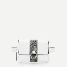 Romwe Snakeskin Print Bum Bag With Chain