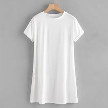 Romwe Roll Up Sleeve Basic T-shirt Dress