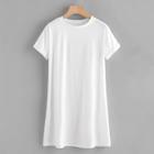 Romwe Roll Up Sleeve Basic T-shirt Dress