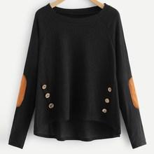 Romwe Plus Button Side Raglan Sleeve Sweater