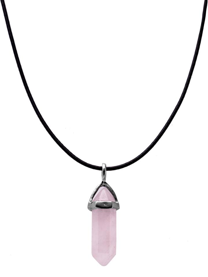 Romwe Pink Crystal Pendant String Necklace