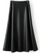 Romwe High Waist Pu Long Black Skirt