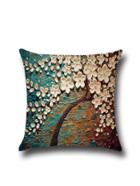 Romwe Plum Modern Oil Painting Cushion Cover