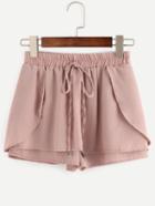 Romwe Pink Drawstring Waist Wrap Shorts