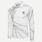 Romwe Men Spider Print Polo Shirt