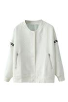 Romwe Striped White Jacket
