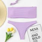 Romwe Detachable Straps Bandeau Top With High Cut Bikini