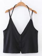 Romwe Double V Neck Cami Top With Buttons