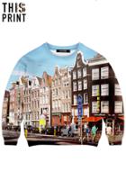 Romwe This Is Print Amsterdam Stree Print Long-sleeved Sweatshirt