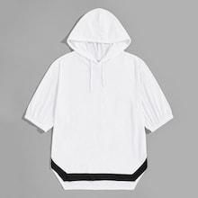 Romwe Guys High Low Hem Hooded Tee