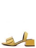 Romwe Yellow Open Toe Buckled Chunky Sandals