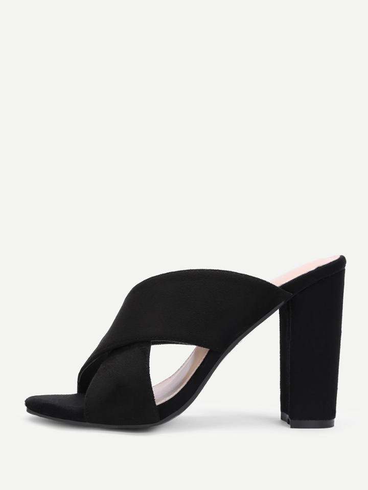 Romwe Criss Cross Design Heeled Sandals