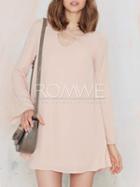 Romwe Apricot Long Sleeve Casual Dress