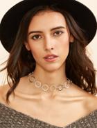 Romwe Silver Plated Alloy Circle Hollow Out Choker Necklace