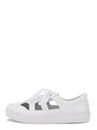 Romwe White Round Toe Cutout Thick-soled Lace-up Top Loafers