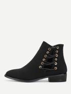Romwe Criss Cross Strap Side Suede Ankle Boots