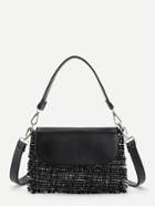Romwe Frayed Edge Detail Shoulder Bag With Handle