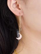 Romwe Pink Star Charm Earrings Colorful Acrylic Moon Geometric Drop Earrings