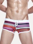 Romwe Striped Drawstring Beach Shorts