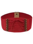 Romwe Lace-up Front Red Wide Elastic Belt