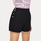 Romwe Solid Side Button Shorts