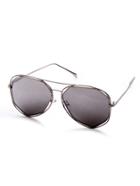 Romwe Metal Frame Grey Lens Hollow Out Sunglasses