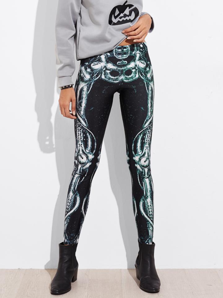 Romwe Mechanical Skeleton Leggings