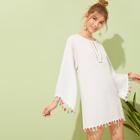 Romwe Cutout Front Colorful Tassel Trim Cover Up