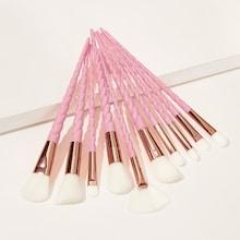 Romwe Spiral Handle Makeup Brush 10pack