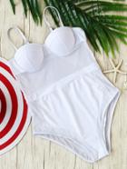Romwe White Spaghetti Strap One-piece Swimwear