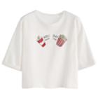 Romwe Ivory Coke Popcorn Print Drop Shoulder Cuffed T-shirt