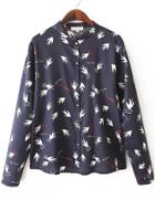 Romwe Pigeon Print Loose Blouse