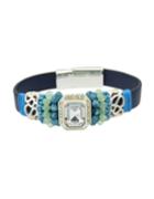 Romwe Trends Elegant Chunky Round Blue Gemstone Latest Design Bracelet
