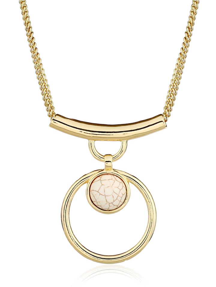 Romwe Open Circle Double Layered Chain Necklace