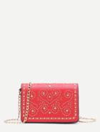 Romwe Red Studded Pu Chain Bag