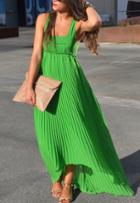 Romwe Square Neck High Low Pleated Dress