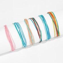 Romwe Multi-layered Color-block String Bracelet 6pcs