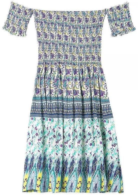 Romwe Off The Shoulder Florals Pleated Dress
