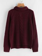 Romwe Turtle Neck Chunky Knit Dip Hem Jumper