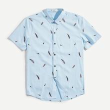 Romwe Men Feather Print Shirt